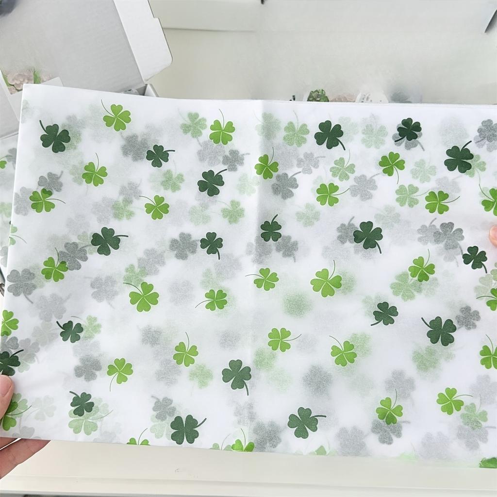 10/40 sheets Lucky Clover Patterned Thin Paper,Gift Wrapping Paper, Suitable for St. Patrick's Day, Weddings,Bouquet Wrapping
