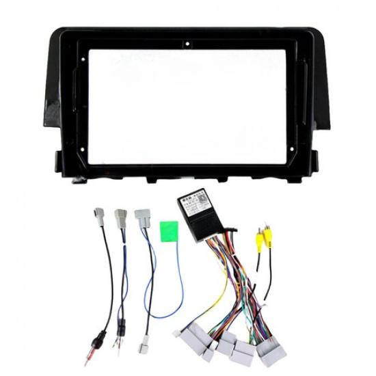 For Honda Civic 2016~21 Car Radio Stereo Fascia Frame Panel Trim Bezel Harness