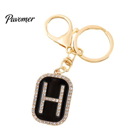 26 Alphabet Charm A-Z Rhinestone Letter Keychain, Zinc Alloy Capital Keyring, Plated for Handbags and Backpacks Decorative Key Accessory