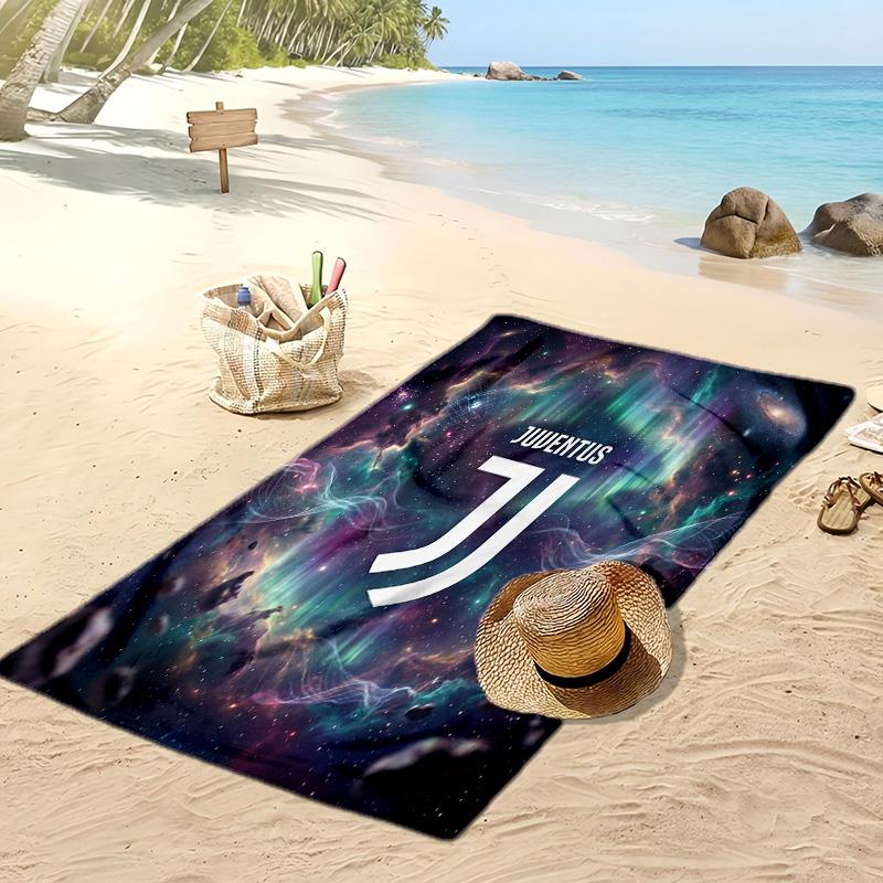 Asciugamano da Spiaggia Stampato Juventus FC Asciugamano Morbido ad Asciugatura Rapida Coperta da Spiaggia Rettangolare Grande Portatile per Viaggi Piscina