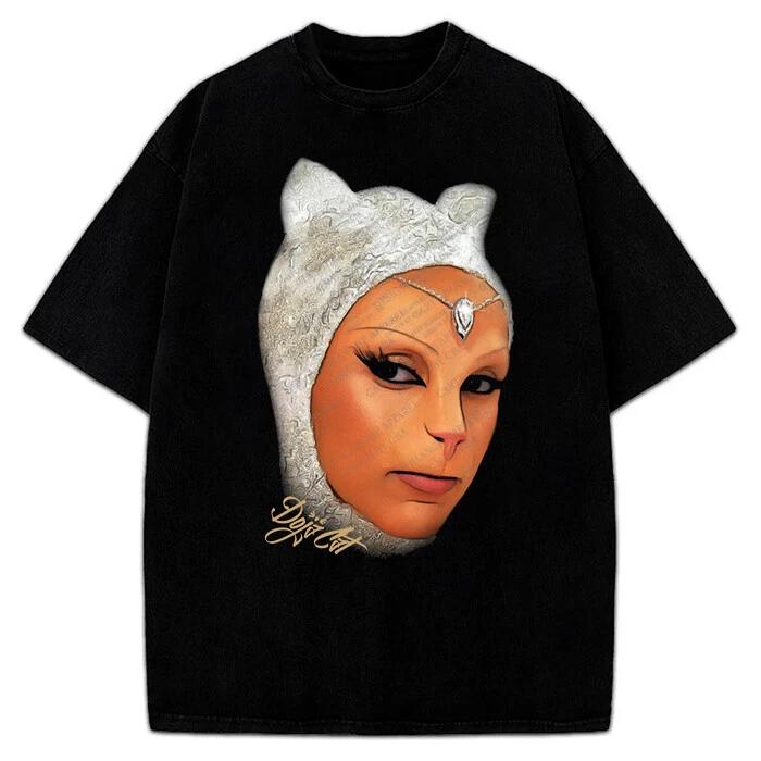 Doja Cat T-Shirt Amala Paint The Town Red Custom Graphic Big Face Cat T-Shirt 3XL
