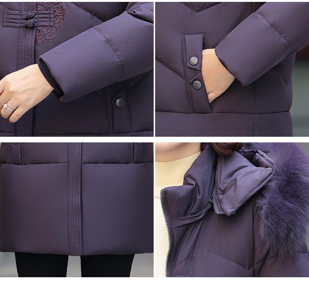 Stylish Fur Collar Hooded Mid-Length Duck Down Jacket for Middle-Aged and Elderly Women - Winter Plus Size Outerwear.