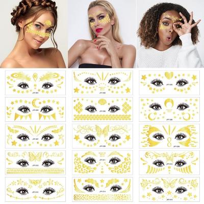 Glitter Stickers Face Tattoo Gold Temporary Freckle Sparkles Tattoo Decals Face Jewels  Women