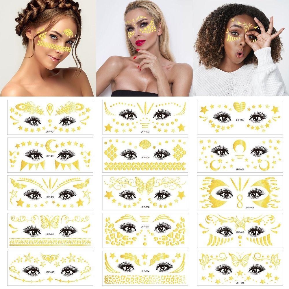 Waterproof Makeup Face Tattoo Glitter Stickers Freckle Sparkles Tattoo Festival Accessories