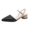 Sandals women's new spring and summer new European and American pointed head bag head word with medium heel thick heel shoes