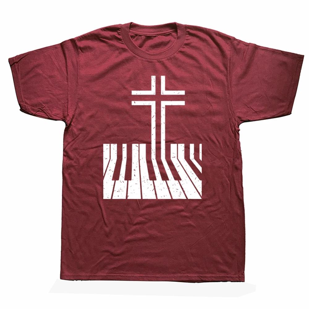 Christlicher Klavierspieler Geschenk Design Klavierlehrer Tastatur T-Shirts Grafik Kurzarm Musiker Musiklehrer T-ShirtF