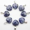 16MM Heart-Shaped Natural Stone Pendant: Amethyst Rose Quartz Green Aventurine Tiger Eye