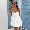 Spring and Summer Casual White Versatile Sexy Suspender V-neck Fashion Dress European and American Slim Commuter Skirt Women