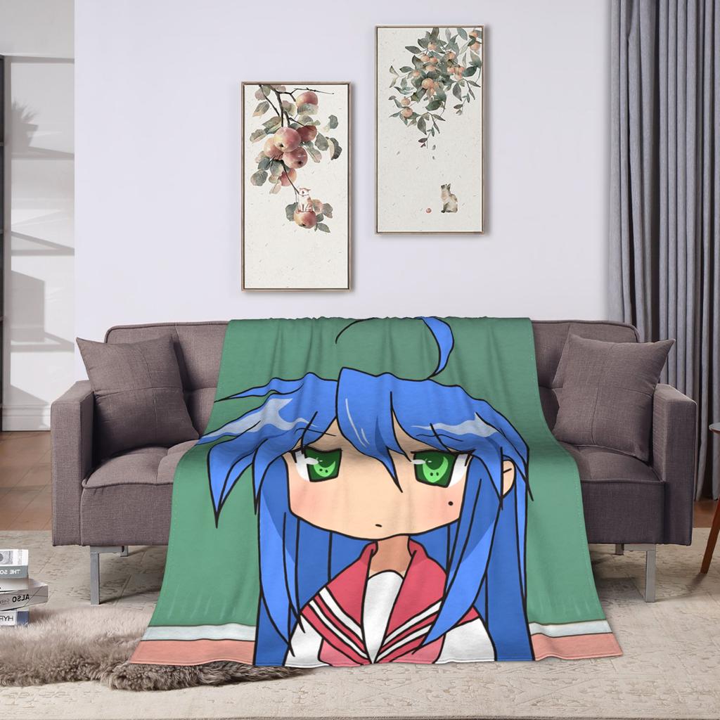 Konata izumi L-Lucky S-Star Super Warm Blanket Students Plush Throw Blanket Street Trend Flannel Bedspread Sofa Bed Cover