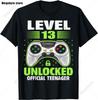13. Geburtstag Spiel Level 13 Freigeschaltet Offizielles Teenager Gamer T-Shirt Unisex Damen Weich Bedruckte Kleidung Streetwear Grafik T-Shirts