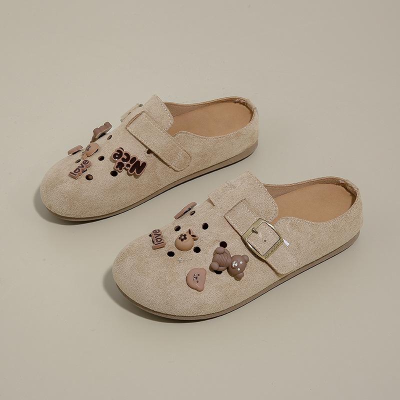Casual women's summer new bag head slippers retro versatile without heel half drag outside sandals