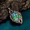 Fiesta kingman turquoise statement pendant natural gemstone jewelry handmade boho pendant copper pendant gift for mom wire weaving pendant