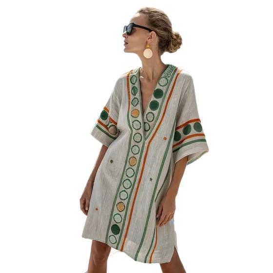 Y vacation bikini blouse sunscreen printed beach skirt European and American new models