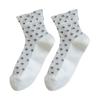 Women's Mesh Sheer Socks Heart Print Ruffle Ankle Socks Summer Ultra Thin