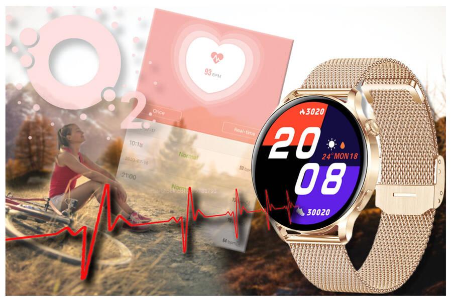 Smartwatch Damski Rubicon Rnce81 - Wykonywanie Połączeń, Pulsoksymetr (Sr045B)