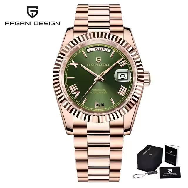 PAGANIDESIGN 40mm Erkek Otomatik Su Geçirmez Kol Saati Tarih ve Gün Göstergeli, Model 1783