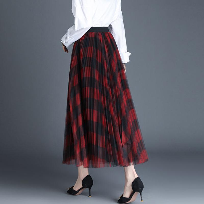 Buy Green Red Long Plaid Tutu Tulle 
