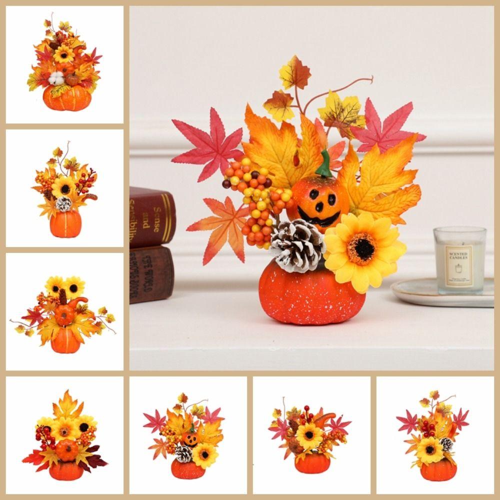 Fake Plant Simulation  Pumpkin Flowers Simulation Flowers Halloween Pumpkin  Party Decor