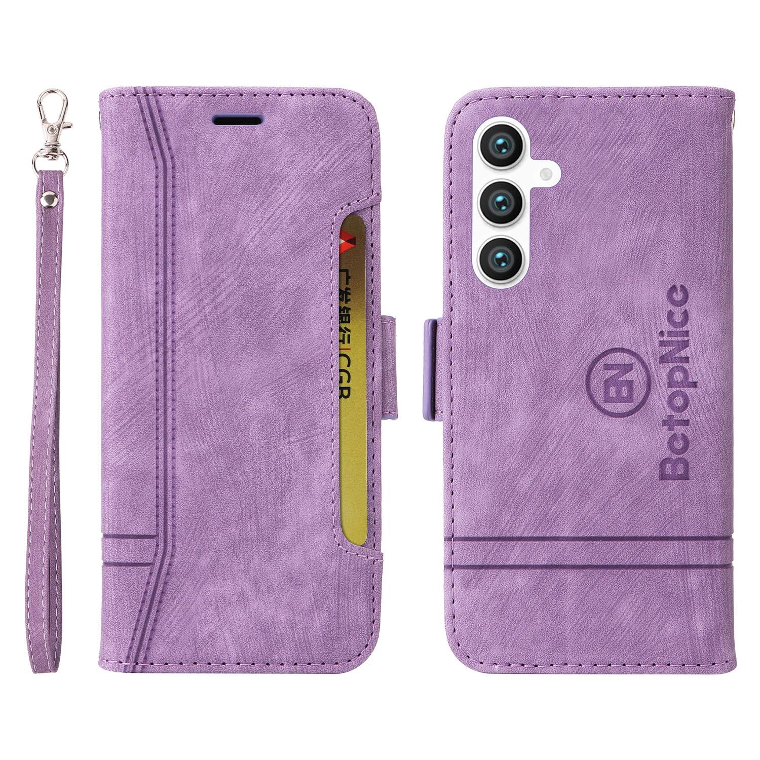 

BETOPNICE 001 For Samsung Galaxy S23 FE TPU+PU Leather Phone Case Shockproof Stand Wallet Cover Purple
