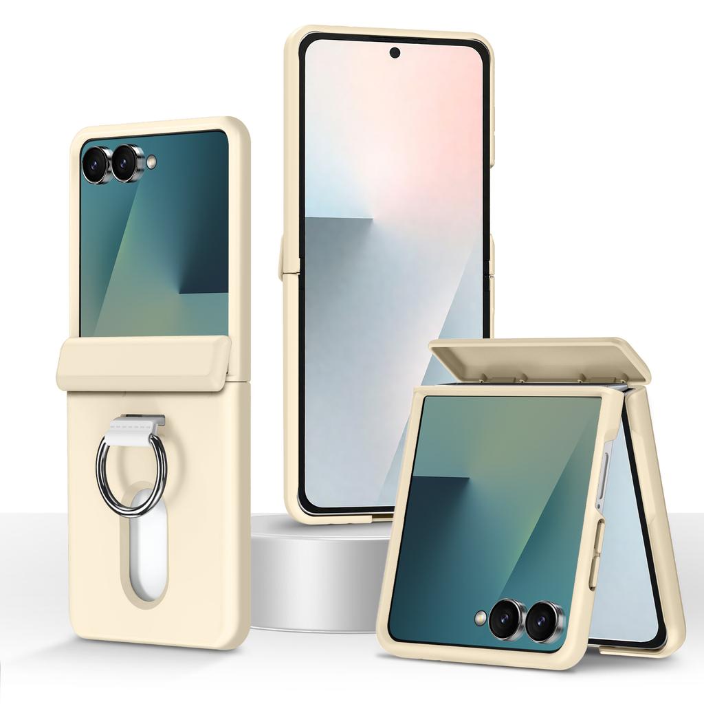 Suitable for Samsung ZFlip 20% Off Foldable Phone Case Flip7 with Ring Stand, Card Slot, Protective Cover, Matte Transparent 6