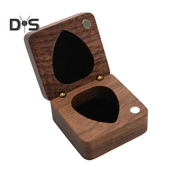 Cutie de alegere pentru chitară din lemn Părți pentru chitară Suport portabil pentru pletru pentru chitară Carcasă organizatoare pentru muzicieni Depozitare zilnică de călătorie