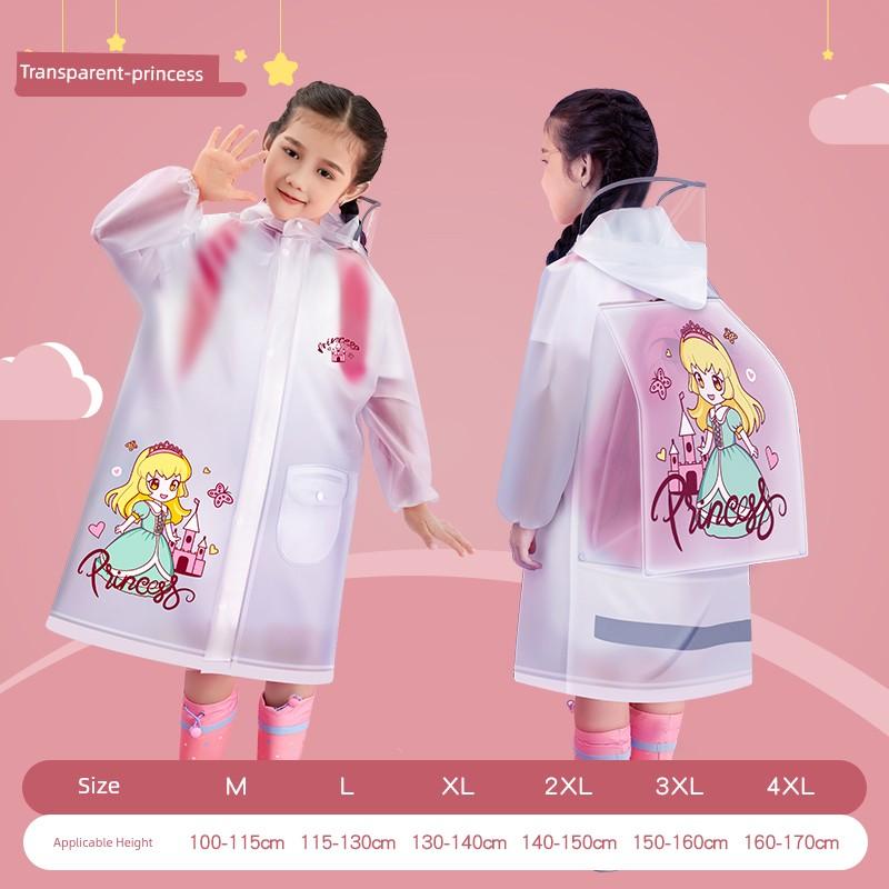 Children's Raincoat for Boys and Girls, Winter Long Raincoat for Primary School Students with Backpack Space, Full-Body Waterproof Poncho for Older