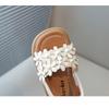 Roman Style Flower Decor Beach Sandals, Soft Sole Open Toe Trendy Shoes for Girls