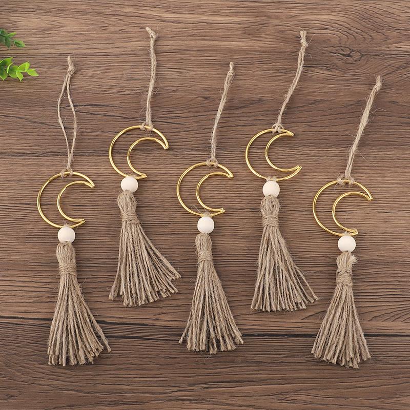 1-5pcs Ramadan Moon Tassel Wooden Beads Ornament Eid Mubarak Muslim Islamic Party Decoration For Home Wall Door DIY Craft Gift