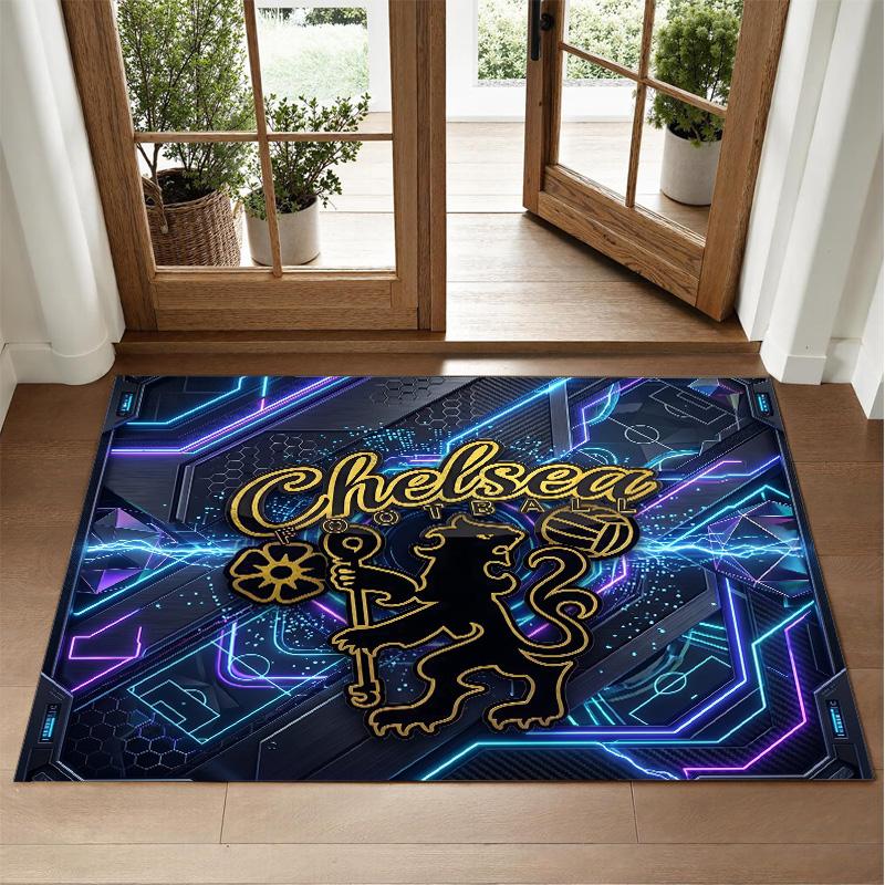 Chelsea FC Design Crystal Velvet Rug Soft Decorative Mat for Bedroom Entrance