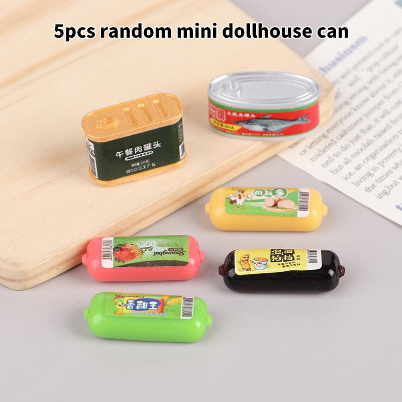 5Pcs 1/12 Dollhouse Simulation Ham Canned Dollhouse Miniature Food Decoration Dolls House Accessories Pretend Play Toys