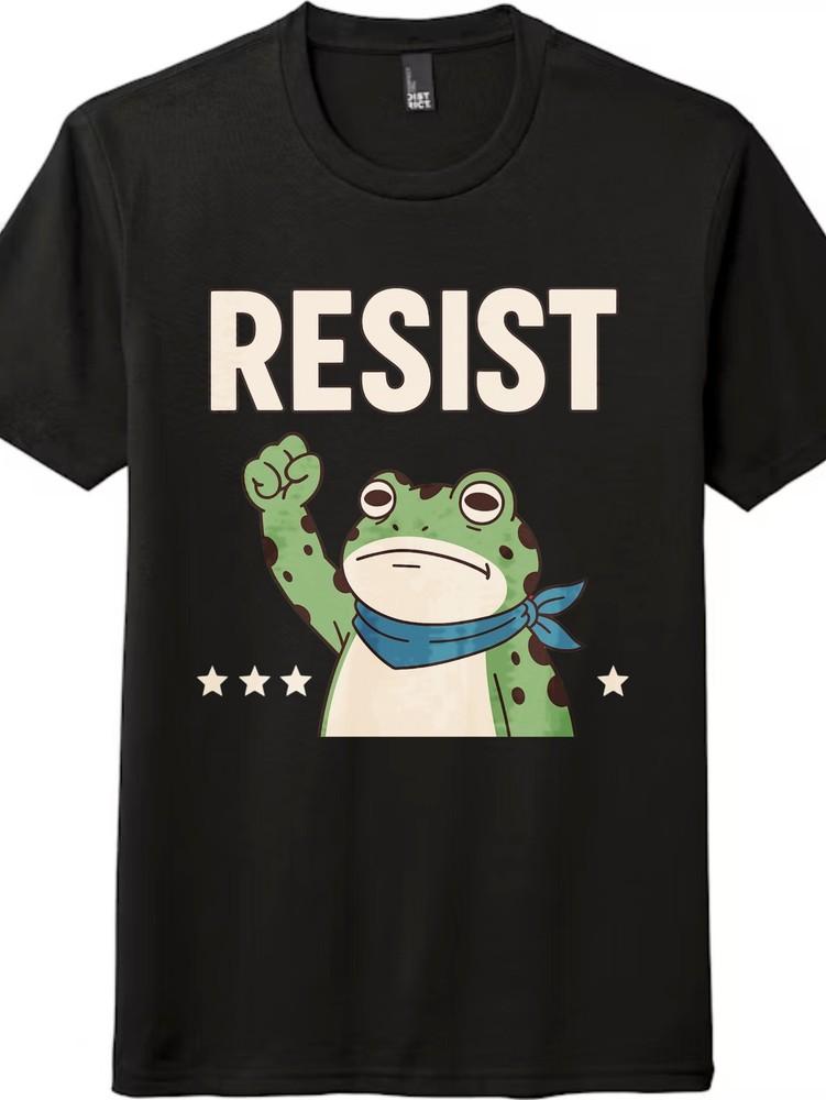 

Resist Frog Retro Hippie Tee Nostalgic Dissent Inclusive Dissent Unisex T-shirt 4XL