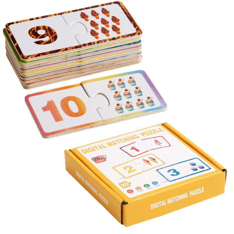 

[JN] Wooden Number Matching Puzzle Toys Montessori Early Education Digital Pattern Thicken Blocks Game For Baby Gift Toy разноцветный