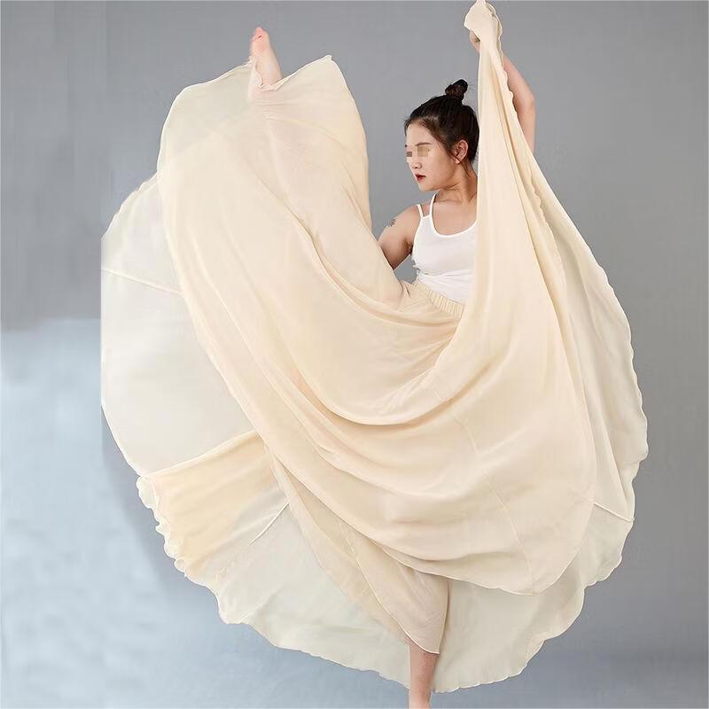 Flowing 720-Degree Double-Layer Dance Skirt L бежевый