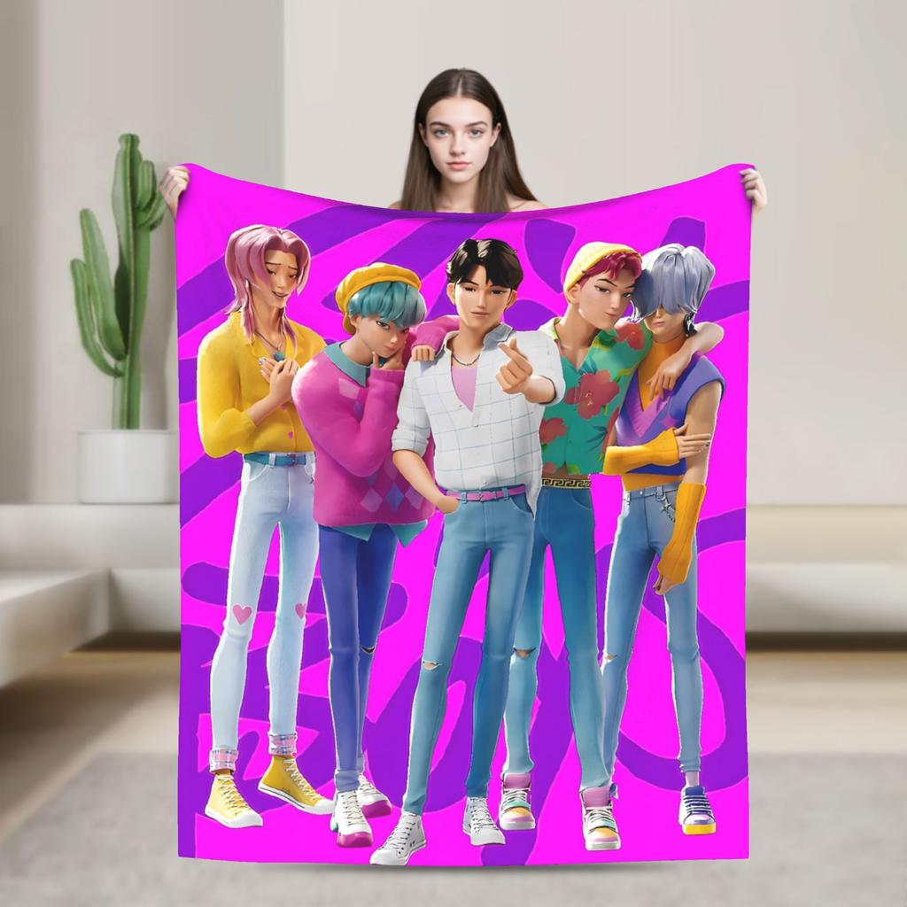 Super Soft Blanket Decorative K-Pop Demon Hunters Hot Anime  Throw Blanket  Flannel Bedspread For Couch Bed Sofa Bed Cover