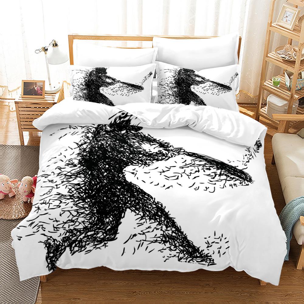 Quilt Cover Bedding Three-Piece 3D Digital Printing Campus Sports Baseball Kit