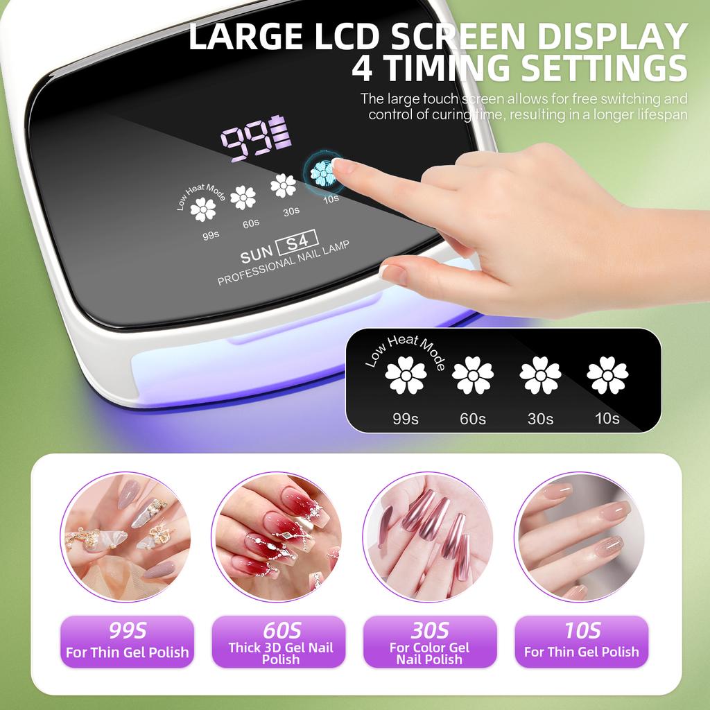 288W 66LEDs UV Nail Dryer Lamp Machine for Drying Nails Gel Polish Professional Curing Manicure Lamp 4 Timer LCD Display Tools