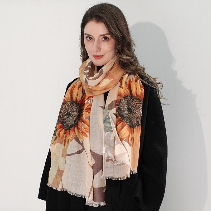 Winter Wool Scarf Women's Long Thermal Scarf Shawl Dual-purpose