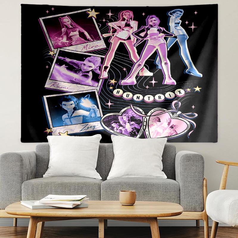 KPop Demon Hunters Print Tapestry, Lightweight Wall Hanging, for Bedroom, Dorm, Living Room, Home Art Decor - Birthday Christmas Gift for Friends