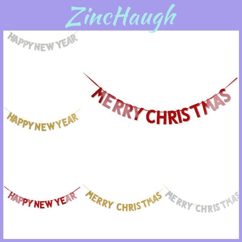 High Quality Merry Christmas Happy New Year Banner Bunting For Festive Decor