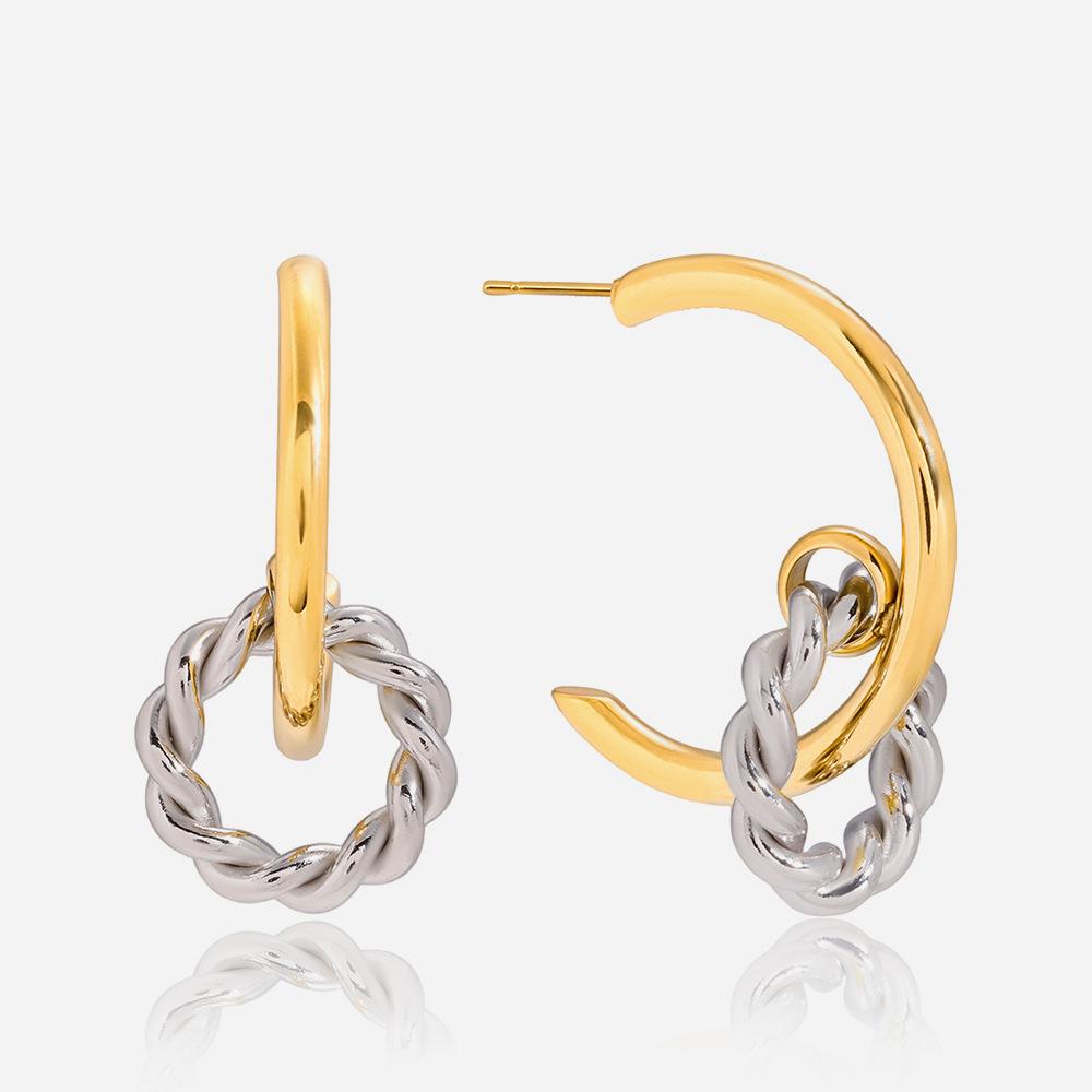 18K Gold, Light Luxury High-end Color Matching Threaded Earrings Jewelry
