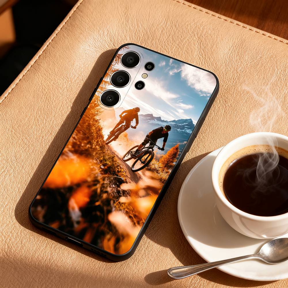 MTB Mountain Bicycle Phone Case For Samsung S25,S24,S21,S22,S23,S30,Ultra,S20,FE,Lite,10,9,Black Cover