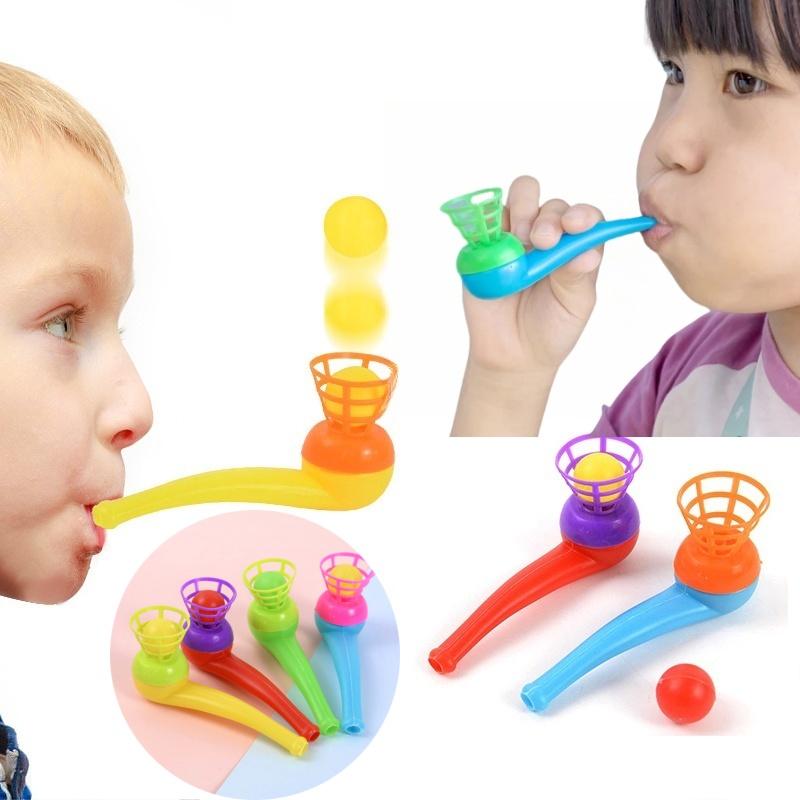 12Pcs Suspended Blow Pipe Blow Ball Rod Game Children Balance Training Floating Blowing Ball Magic Dangling Family Kids Toy