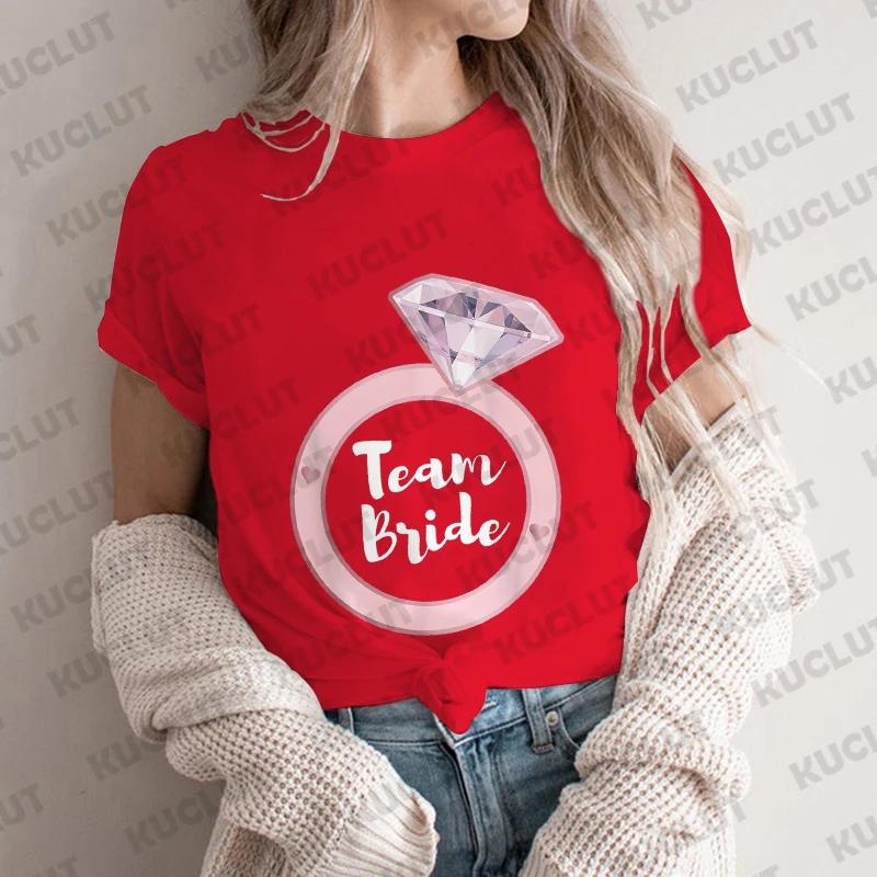 Team Braut T-Shirt Hochzeit Junggesellinnenabschied Hen Party T-Shirt Damen Ästhetische Kleidung Kurzarm T-Shirts Abschied vom Singleleben EVJF Tops