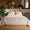 Amalia - Satin Bedding Set - Beige with Blue and Caramel Accents - Small Flowers - 220X200 Cm