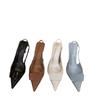 Pure Black High Heels Sexy Breathable Sandals for Ladies Professional Banquet Shoes Fashionable Comfortable French Pointed Shoes