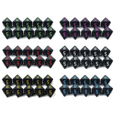 Acrylwürfel D8 Polyeder DND Rpg Magic Gathering Rollenspiele Tischspiele Würfel, 10 Stück undurchsichtige Würfel