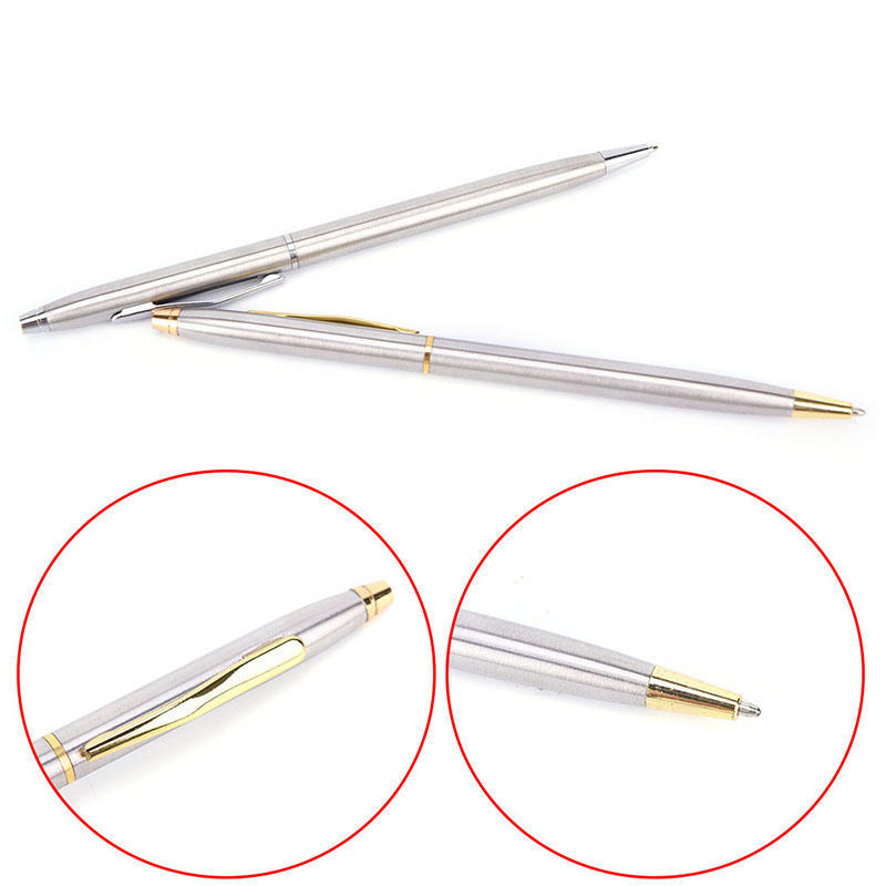 1Pc Metal Ballpoint Pen Stationery Stainless Steel Rod Rotating Pen Ballpen