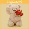Teddy Bear Plush Toy With Rose Pattern For Valentines Day Gift And Romantic Decor