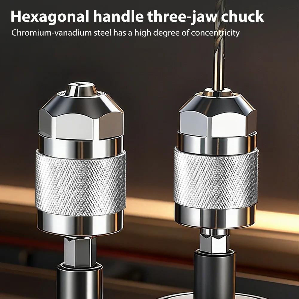 Selbstspannender Bohrfutteradapter Sechskantschaft 1/4 Zoll Schnellwechselbohrfutter 1,5-6,5 mm Sechskantschaft 3-Backen-Bohrfutter