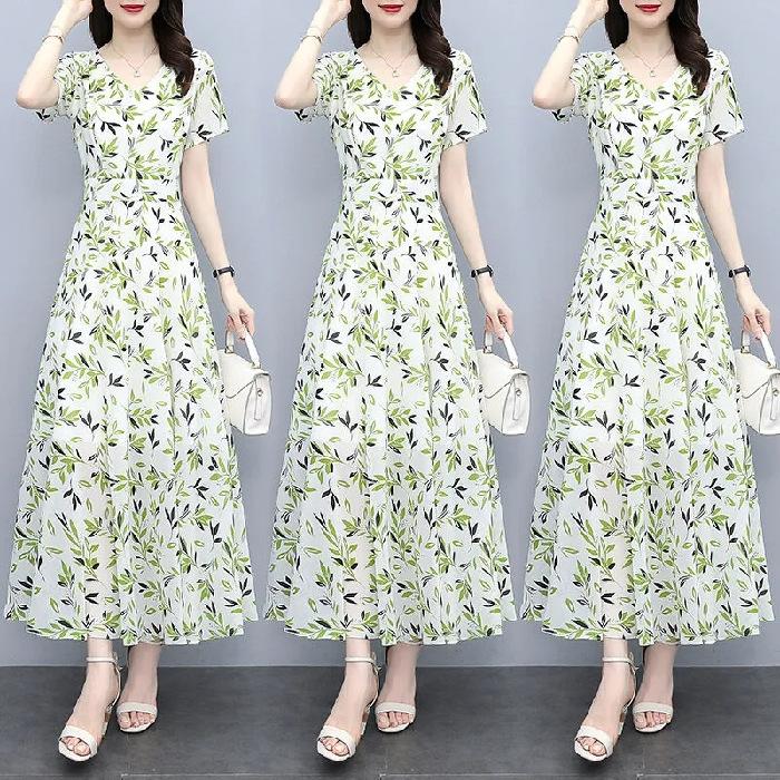 

Ice silk fabric skirt dress women s summer long new temperament Shu slim and thin small fresh fairy dress M